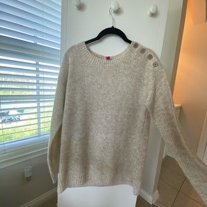 cream white sweater with button detailing